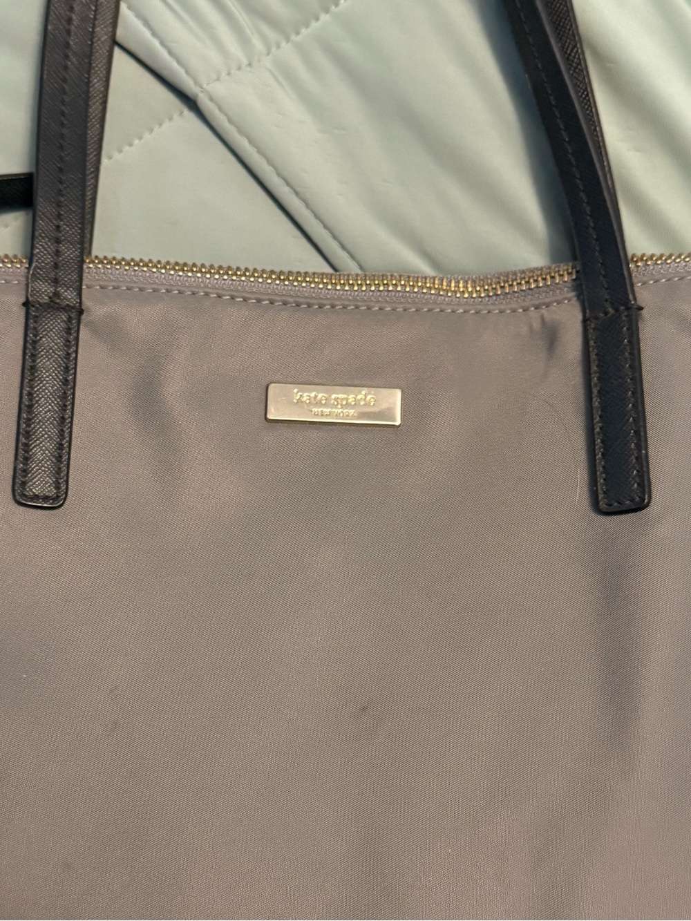 kate spade Lavender Gray Nylon Tote with Black Handles - Picture 3 of 5